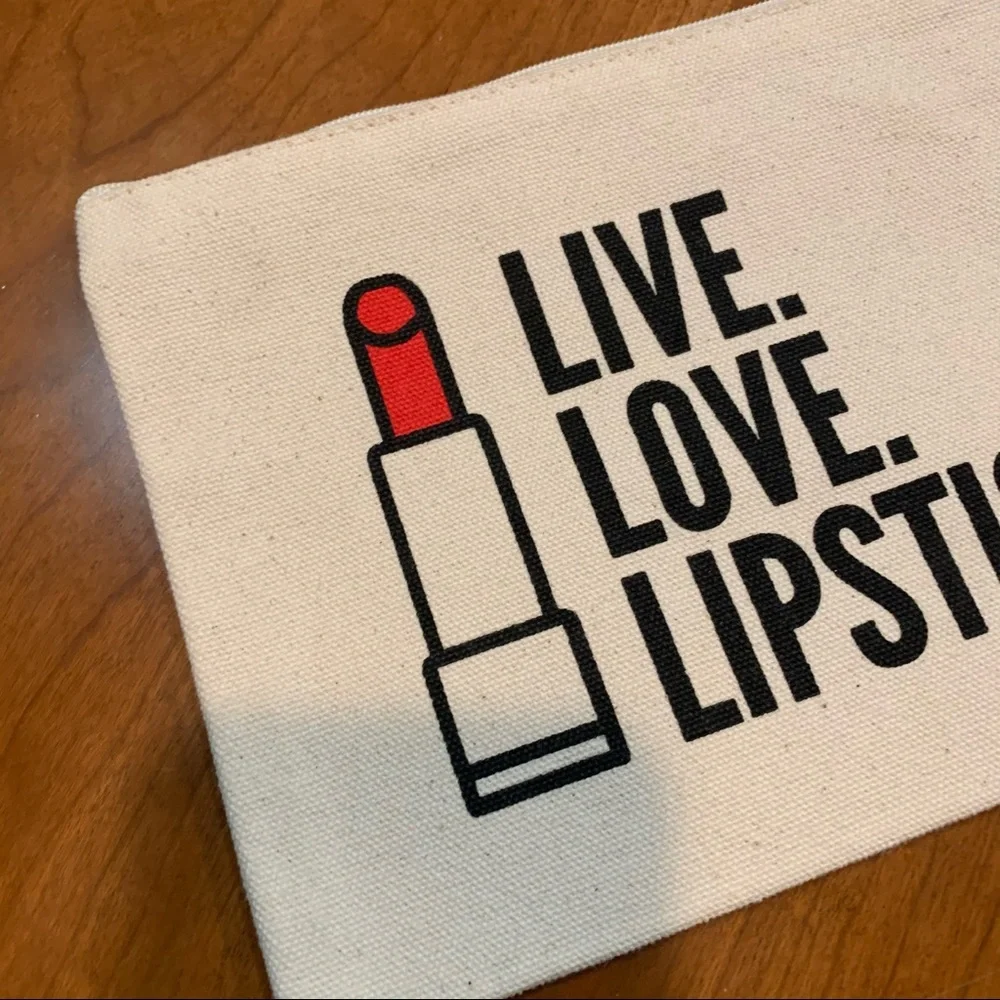 Love Lipstick Makeup Bag Canvas NWT
